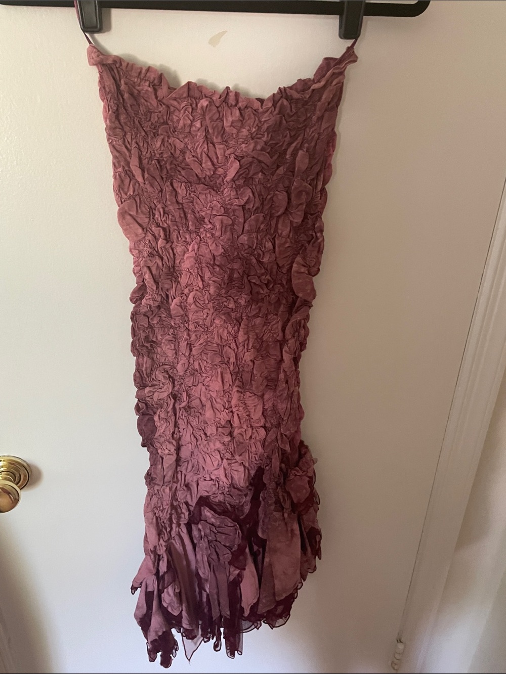 bebe Dusty Rose Ruched Strapless Midi Dress - Picture 3 of 6